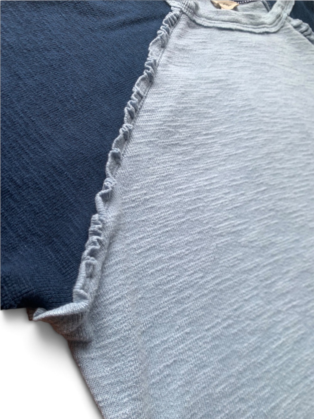 Pilcro Ruffled Raglan Thermal Top Blue Colorblock Layering Size Small - Picture 6 of 8